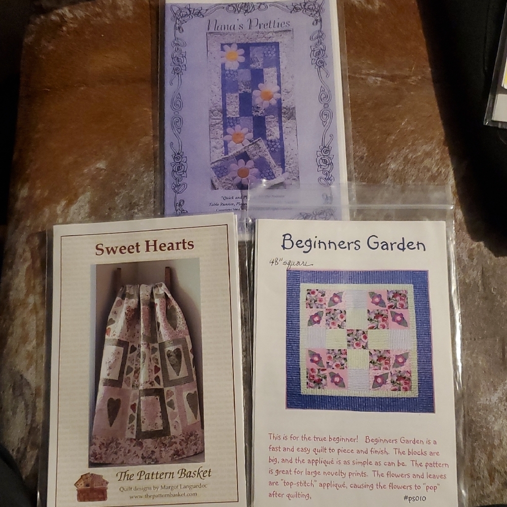Quilt Pattern Set with Floral and Heart Designs